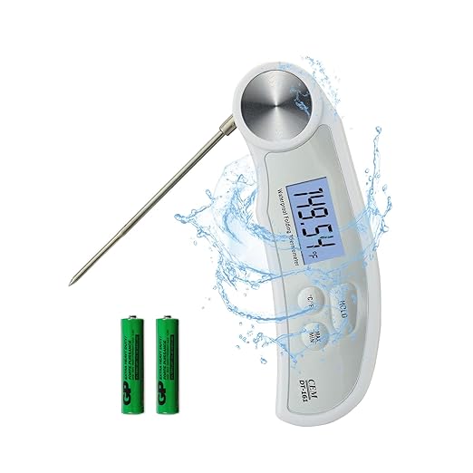 CEM Professional 3X Faster 0.5sec Instant Read Meat Thermometer Digital, High Accuracy ±0.5°F, IP67 Waterproof, 5.9" with Ambidextrous Instant Read Thermometer Backlight Fry Oil Candy Thermometer