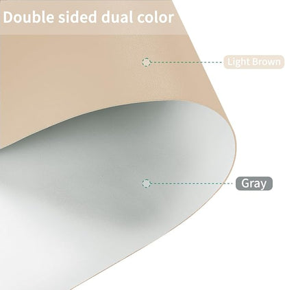 Dresser Protector - Can Be Used On Both Sides Waterproof and Easy to Clean Good Flatness Used for Dresser Table(Light Brown+Gray 10x48)