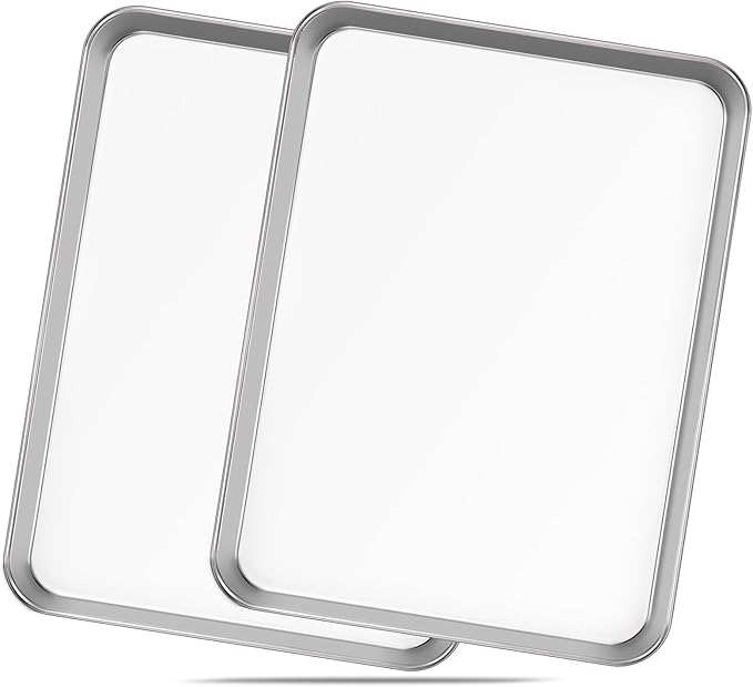 Stainless Steel Baking Sheet Set of 2-16" x 12" x 1" Heavy Duty Cookie Sheets