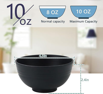 Homienly Wheat Straw Small Bowl Set of 8, Unbreakable Dessert Bowl - 10 OZ, Wheat Straw Mini Bowls for Kitchen, Kids, Microwave and Dishwasher Safe Bowls for Snack, Appetizer, Ice Cream (Black)