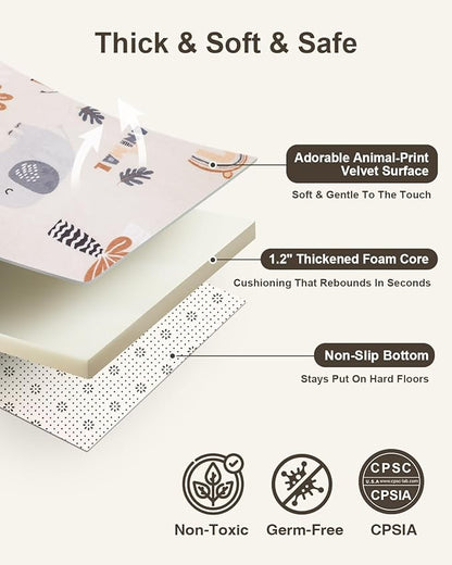 Baby Play Mat for Floor,1.2" Thick 47x47 Play Mat for Playpen,Safe Tummy Time Mats for Babies and Infants Toddlers,Cushioning Foam Mats for Kids Crawling,Non-Slip Baby Playmat,Tatami,Nursery Rug
