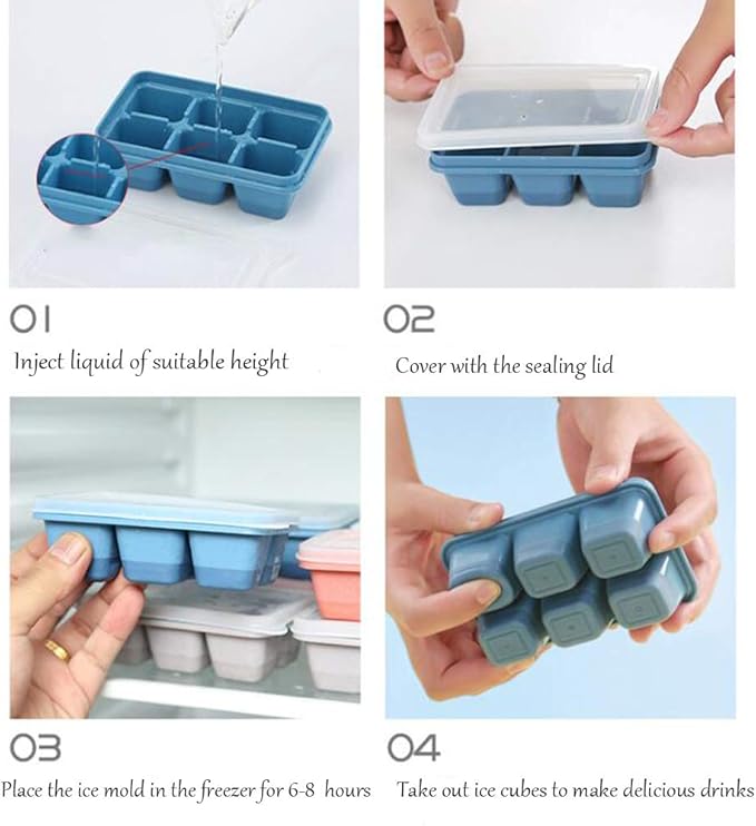 Ice Cube Trays for Freezer 3 Pack