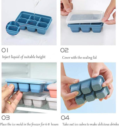 Ice Cube Trays for Freezer 3 Pack