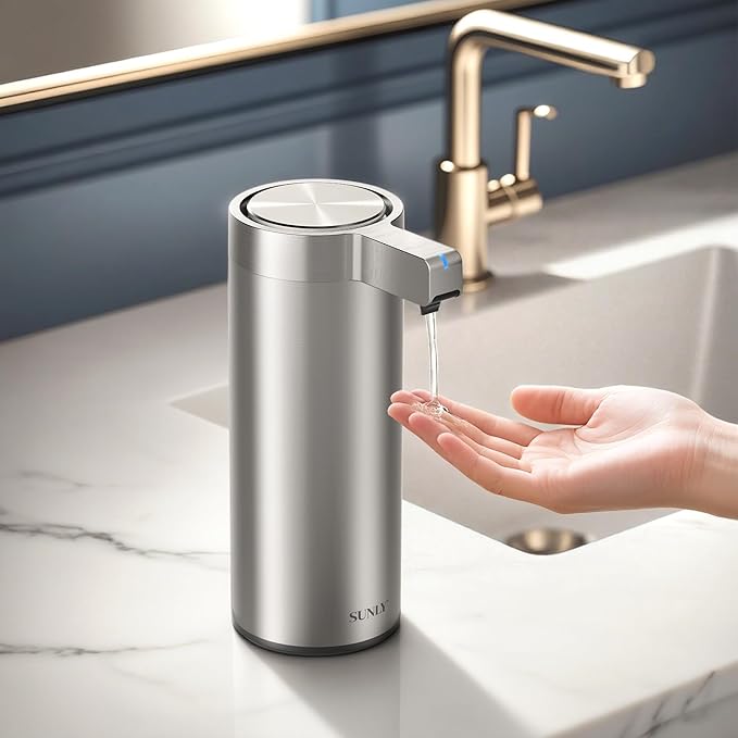 SUNLY Touchless Automatic Soap Dispenser – Clog-Free Pump, 0.2s Fast Sensor