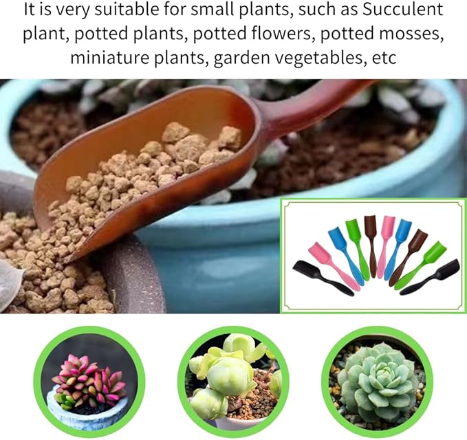 10Pcs NINGDAN Mini Shovel,Plastic Mini Gardening Shovel Spoons Soil Scoops,Cultivation Digging Transplanting Tools for Succulents Potted Flowers,Succulent Sand Scoops/Coffee Beans/Milk Powder Scoops