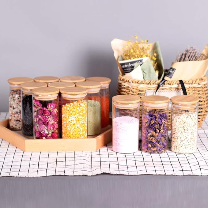 Tzerotone 12 Pcs Glass Spice Jars