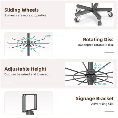 YEOOE Upgraded Retail Display Stand 7 Tier Spinning Display Stand, Movable Shop