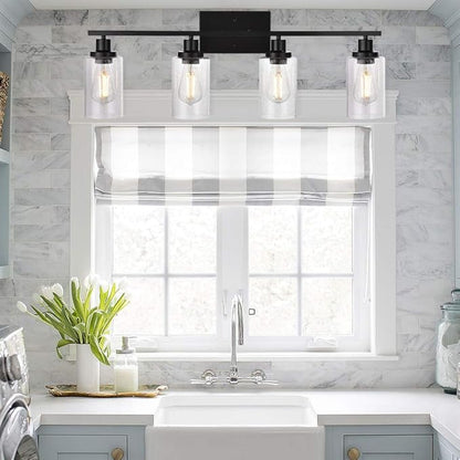 WINSHEN Black 4-Light Bathroom Light Fixtures