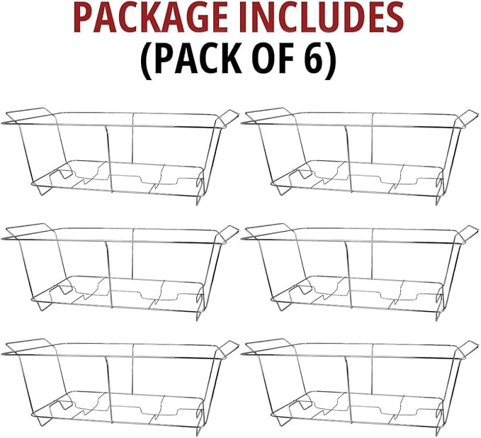 COMFICOVE 6 Pack Chafing Wire Rack Buffet Stand Chrome Frame