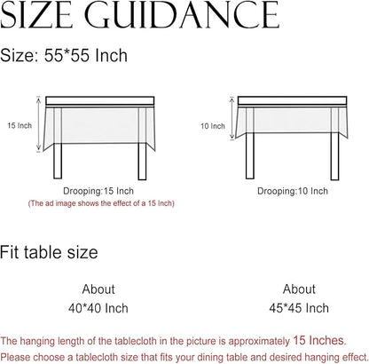 ISAENNE Designer Grayish Green Linen Small Square Tablecloth,Floral Stain Resistant Table Cloth,Fall Vintage Decor Tablecloths for Dining Thanksgiving Kitchen Tea Party,55"*55"-Andrew A