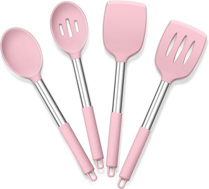 E-far Cooking Utensils Set of 4, Silicone Kitchen Utensils