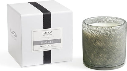 LAFCO New York Classic Candle, Paradiso Fig - 6.5 oz - 50-Hour Burn Time - Reusable, Hand Blown Glass Vessel - Made in The USA