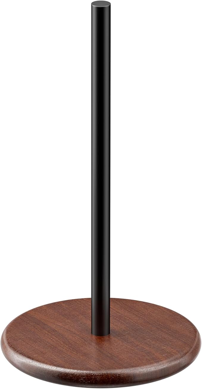 Paper Towel Holder with Wooden Base, Kitchen Countertop Paper Towel Stand