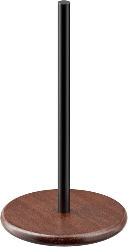 Paper Towel Holder with Wooden Base, Kitchen Countertop Paper Towel Stand