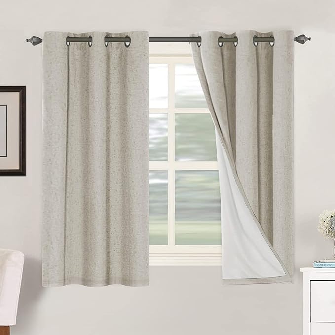 H.VERSAILTEX Primitive Linen Curtains 100% Blackout Curtain Drapes Burlap