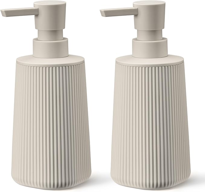 Beige 2 Pack Hand Soap Dispensers Set