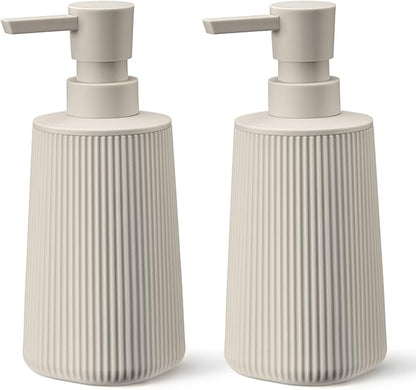 Beige 2 Pack Hand Soap Dispensers Set
