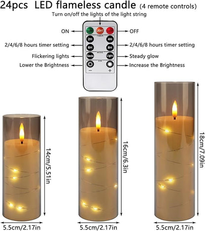 24 Pack Flameless LED Pillar Candles
