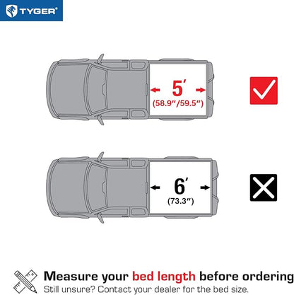 Tyger Auto T3 Soft Tri-fold Truck Bed Tonneau Cover Compatible with 2022-2026 Nissan Frontier | 5' (60") Bed | TG-BC3N1057