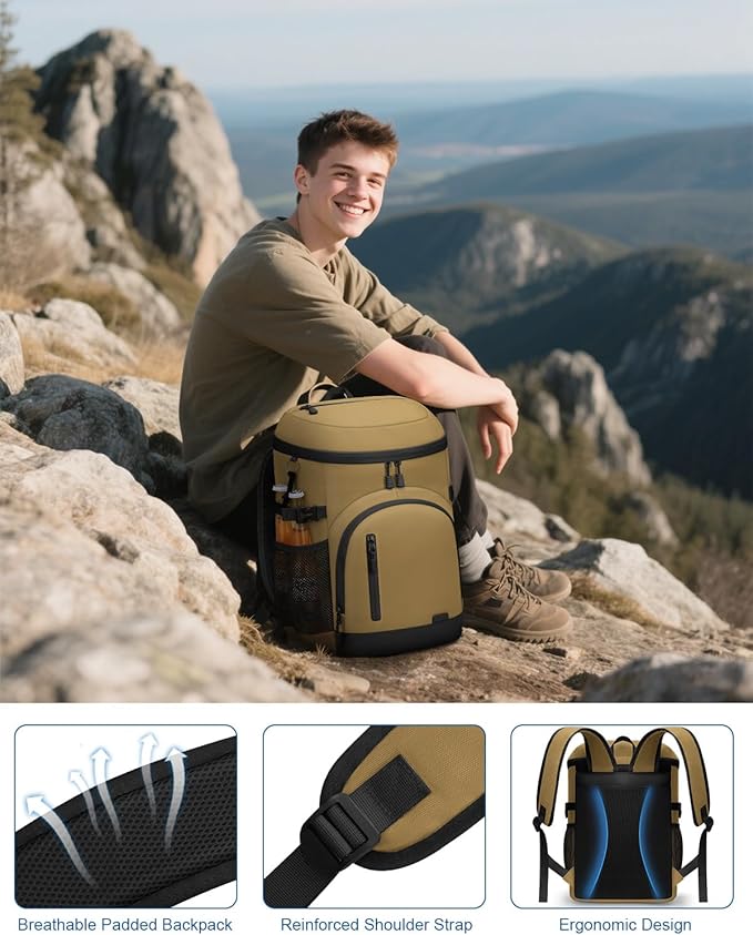 Cooler Backpack Insulated Waterproof,30 Cans Backpack Coolers Leakproof Lunch Backpack for Men Women Portable Soft Cooler Bag for Beach Camping Travel Picnic
