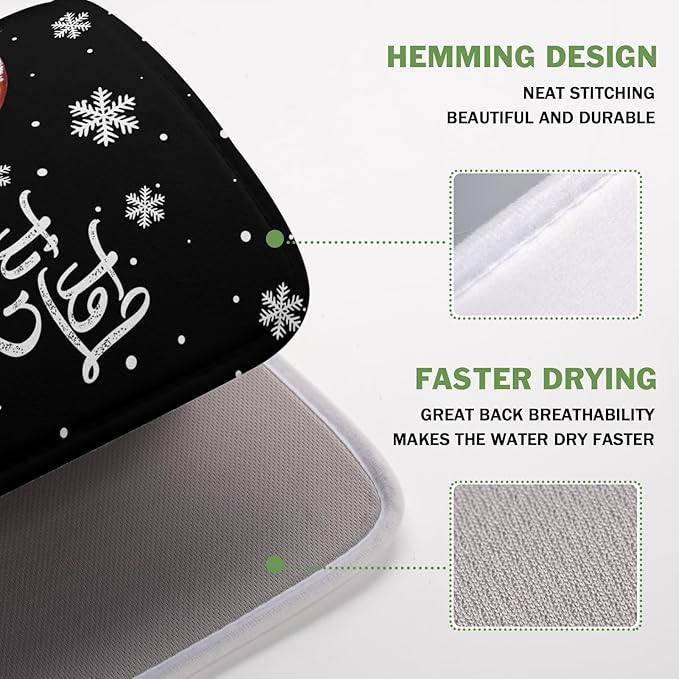 Winter Snowman Dish Drying Mat, Christmas Snow Dish Drying Mat