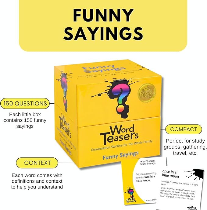 ? WORD TEASERS Funny Sayings Conversation Cards - Conversation Starters for Families - Funny Sayings Idioms Game - Funny Flash Cards & Literary Game for Kids & Adults Ages 8+ - 150 Questions