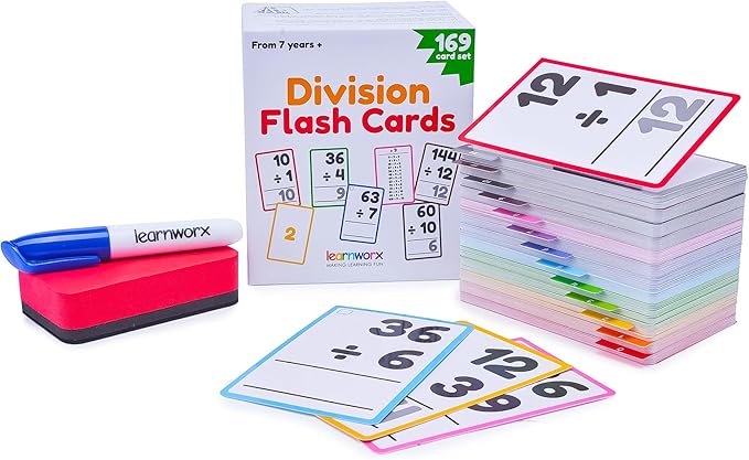 Division Flash Cards 3rd Grade 4th 5th and 6th – 169 Math Flashcards – All Facts 1-12 - Learn Division for Kids - for Ages 6, 7, 8, 9 and 10