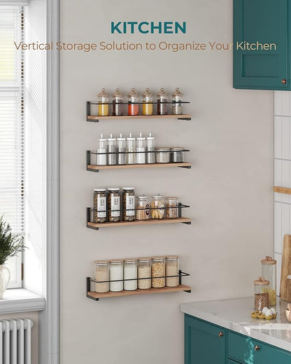 OROPY Spice Rack Wall Mounted, Rustic Wood Hanging Rack