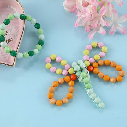 2600+pcs Faceted Beads Kit 18 Color Rainbow Opaque Plastic Beads Multicolor Loose Spacer Pony Beads Bulk Elastic String for Bracelets Necklaces Key Chains DIY Craft Jewelry Making