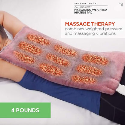 Calming Heat Massaging Vibrations Weighted Heating Pad by Sharper Image | Auto