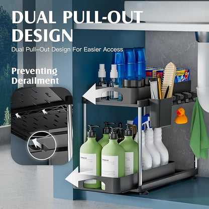 VERIFOST 2 Pack Under Sink Organizer, 2 Tier Under Sink Organizers and Storage