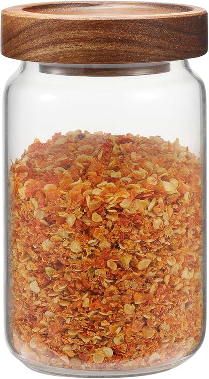Small Glass Jar with Lids Thicken Glass Coffee Storage Canister Borosilicate Glass Food Containers Bottle for Spice Ground Nut Pasta Sugar Candy Tea (6.7oz（200ml)-1 PACK