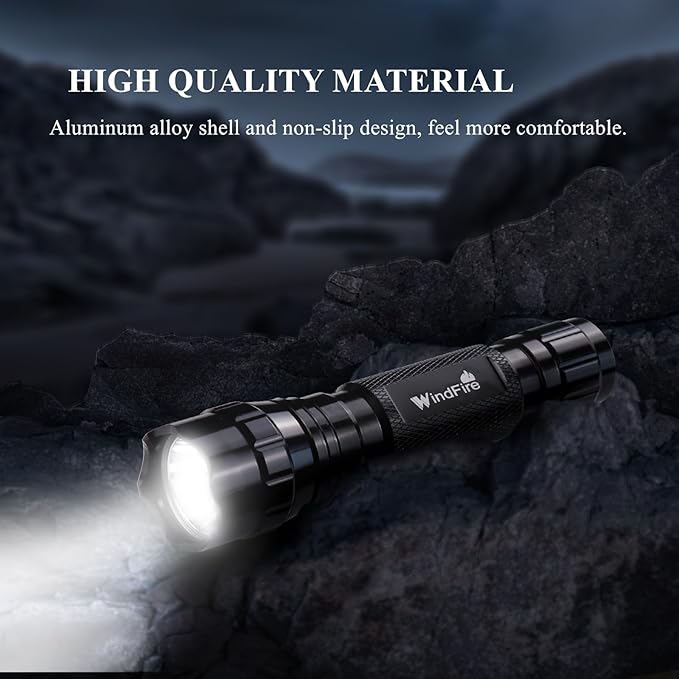 WINDFIRE 2 Pack LED Flashlight Single Mode, Super Bright Tactical Flashlights, Small Portable Water Resistant Handheld Flash Lights for Camping, Hiking, Emergency