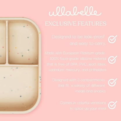 Ullabelle Leak Proof Bento Box Food-Grade Silicone Bento, BPA, Phthalate, Lead, & PVC Free - Bento Lunch Box for Daycare, Kids, & Adults - Leak Resistant Sets With Lids Snack Box Container (Blue)