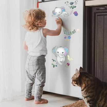 Wall Decals Stickers Dream Big Little One Elephant Wall Stickers Wall Murals Peel and Stick Removable Purple Rose Elephant Wall Decor for Baby Shower Room Nursery Boys Girls Bedroom Playroom Classroom