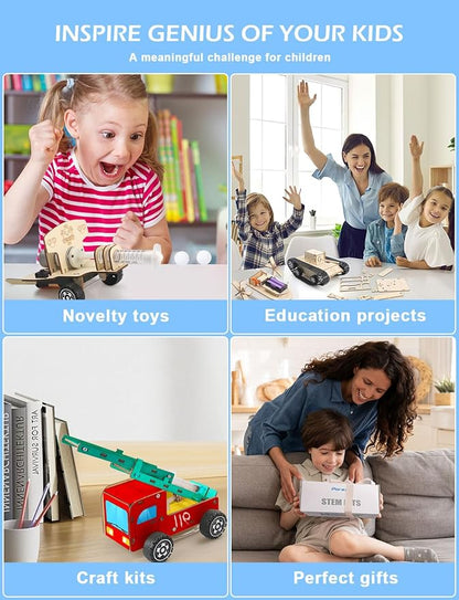 Poraxy STEM Kits for Kids Ages 8-10-12, 6 Set Model Car Kits, 3D Wooden Puzzles, Educational Science Experiment Projects Crafts Kits, Building Toys, Gifts for Boys and Girls 8 9 10 11 12 13 Year Old
