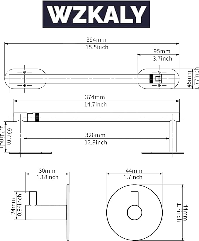 Paper Towel Holder Under Cabinet, Self Adhesive or Wall Mounted SUS304