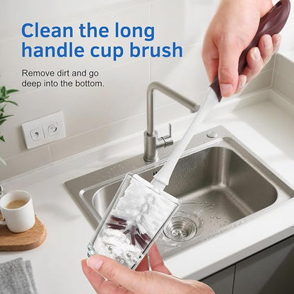 Long Handle Kitchen Cleaning Brush Set of 2, Long Handle Tableware Brush