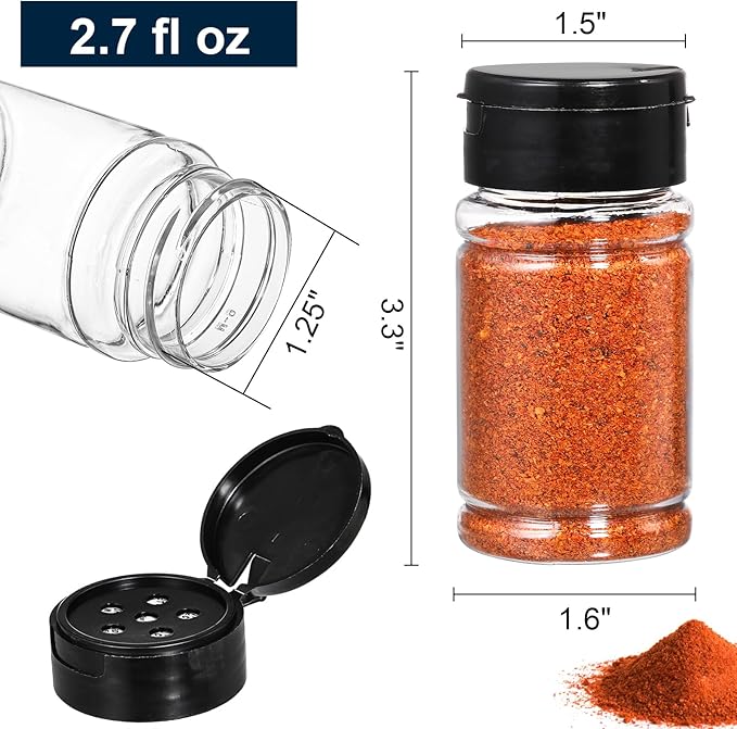 Tosnail 36 Pack 2.7 Oz Small Plastic Spice Bottles