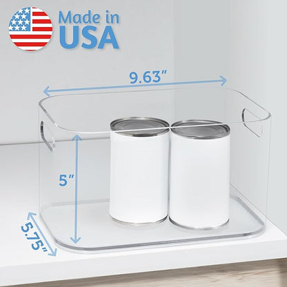 STORi Bliss 10" x 6" Open Clear Pantry Organizer Bin, Plastic Containers with Handle for Kitchen, Fridge, Cabinet, Closet, Bathrom, Undersink Storage Made in USA