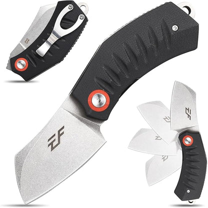 Eafengrow EF85 Folding Knife with Clip Stone Wash D2 Steel Blade G10 Handle Pocket Knife Ball Bearing Flipper Outdoor Camping Survival EDC Tool Knives(black)
