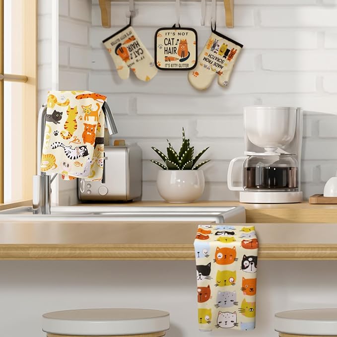 Jingmore 6 Pcs Kitchen Decor Set Accessorie Farmhouse Kitchen Towels Pot