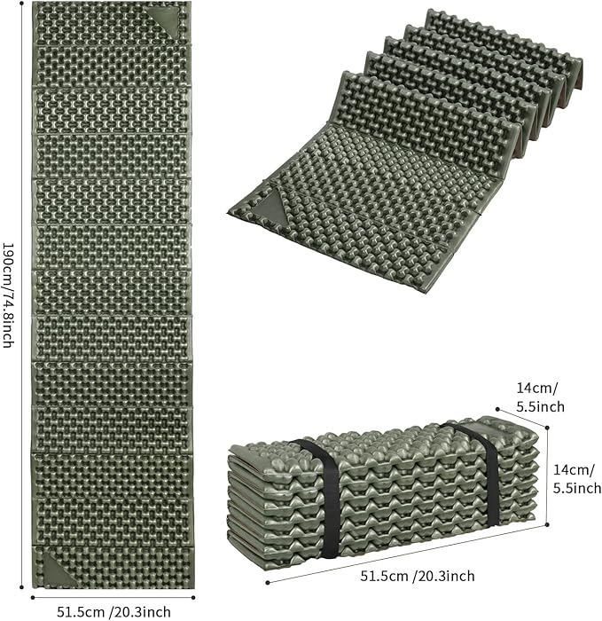 Foam Camping Pads for Hiking, Ultralight Closed Cell Mattress, Waterproof Soft Mat for Adults, Wide Picnic Yoga Mats, Folding Sleeping Pad for Outdoor Backpacking