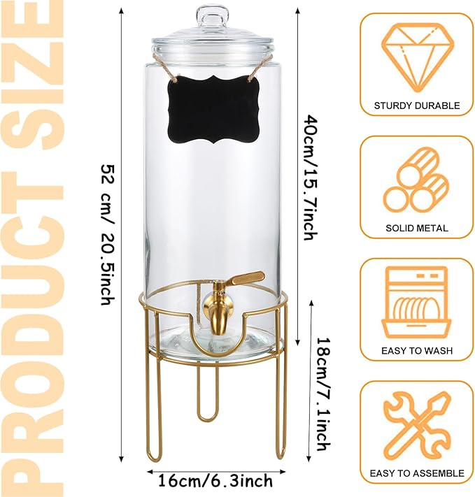 1.5 Gallon Drink dispenser, Glass Beverage Dispenser
