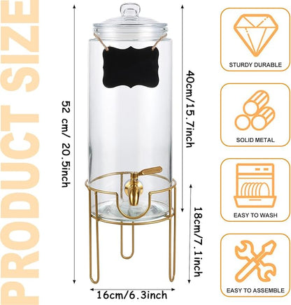 1.5 Gallon Drink dispenser, Glass Beverage Dispenser