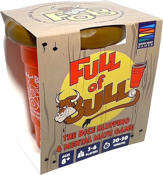 Full of Bull! Hilariously Fun Dice Bluffing & Mental Math Game to Help Master STEM Multiplication & Addition Skills, algebraic Thinking, Social IQ, Persuasion & intuitive Reasoning.
