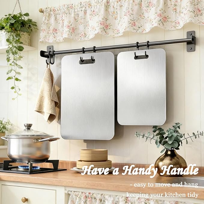 100% Pure Titanium Cutting Board Set of 3, Double-Sided Titanium Cutting Boards