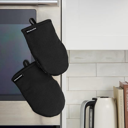 KITCHENAID Gourmet Series Gridlines Mini Oven Mitts 2-Pack Set, Heat Resistant