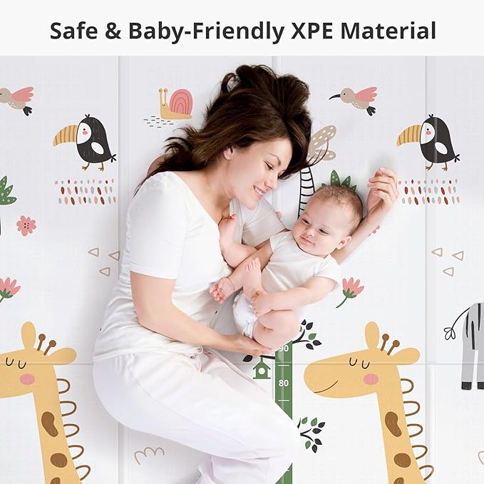 Baby Play Mat - 79" x 71" Extra Large, Foldable, Waterproof, Reversible for Indoor & Outdoor