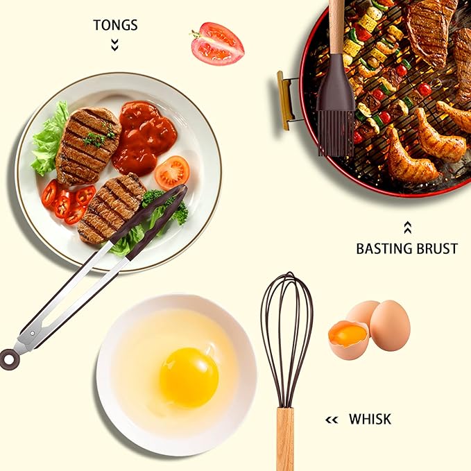 MIBOTE Silicone Cooking Kitchen Utensils Set